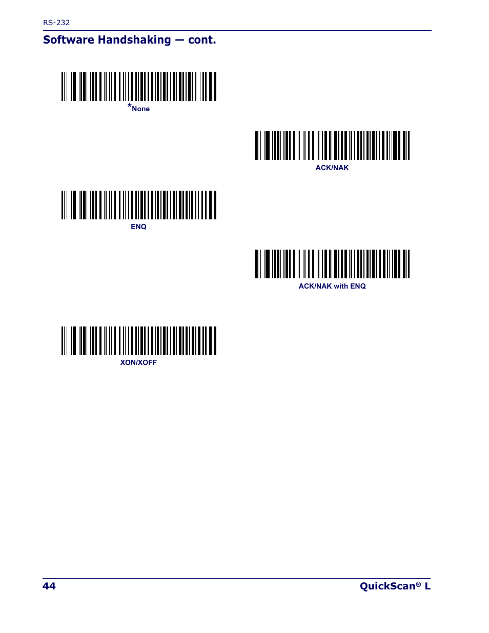 Software handshaking — cont | Datalogic Scanning QUICKSCAN QD 2300 User Manual | Page 50 / 192