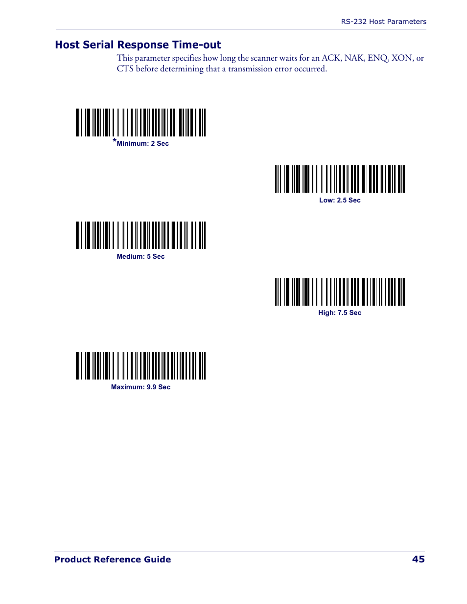 Host serial response time-out | Datalogic Scanning QUICKSCAN QD 2300 User Manual | Page 51 / 192