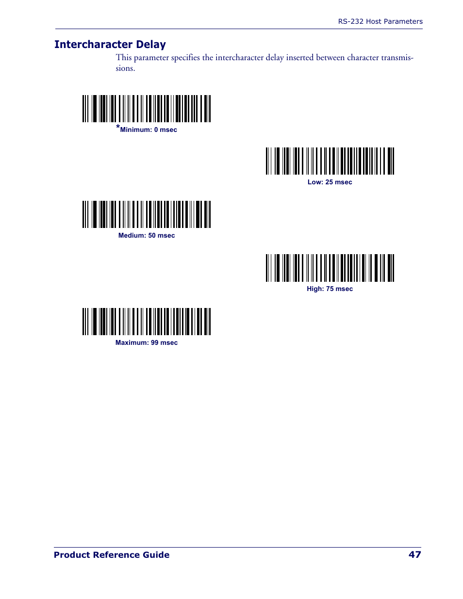 Intercharacter delay | Datalogic Scanning QUICKSCAN QD 2300 User Manual | Page 53 / 192