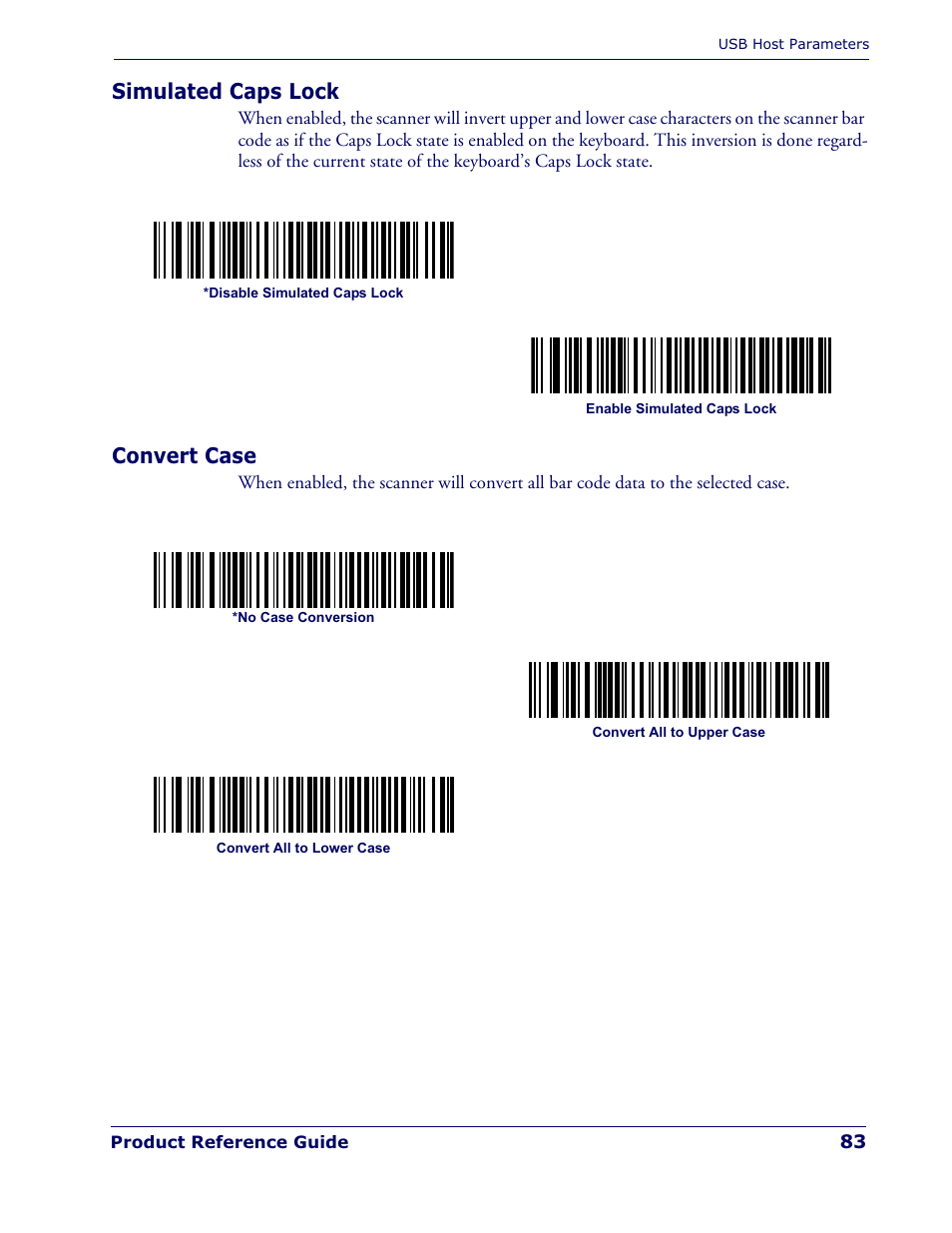 Simulated caps lock, Convert case | Datalogic Scanning QUICKSCAN QD 2300 User Manual | Page 89 / 192