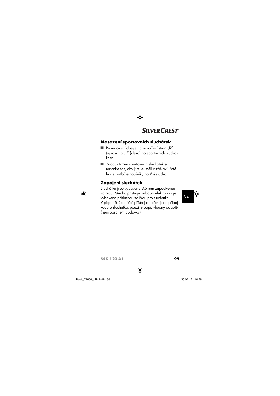 Nasazení sportovních sluchátek, Zapojení sluchátek | Silvercrest SSK 120 A1 User Manual | Page 101 / 153