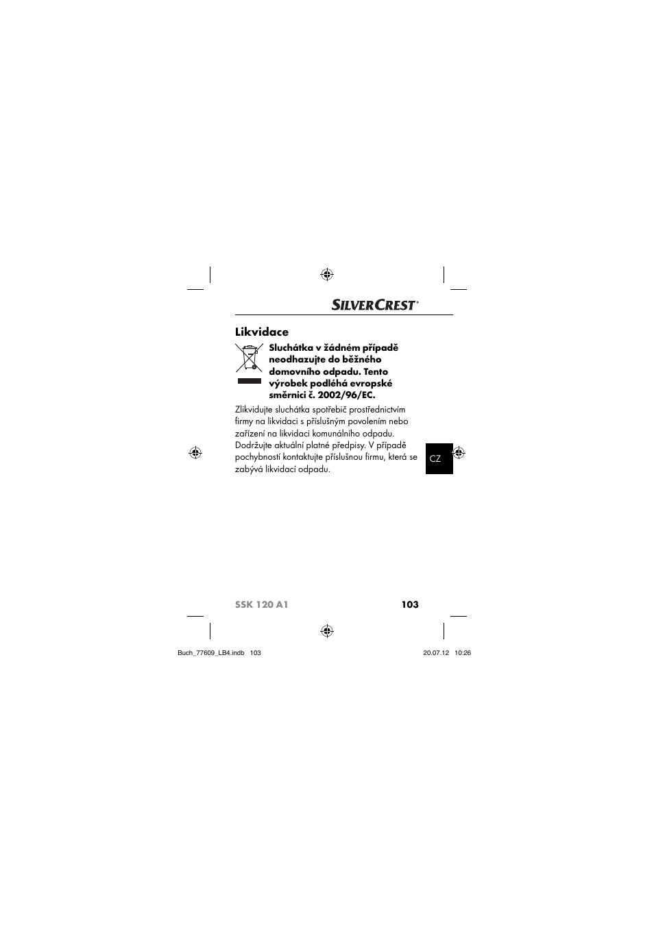 Likvidace | Silvercrest SSK 120 A1 User Manual | Page 105 / 153