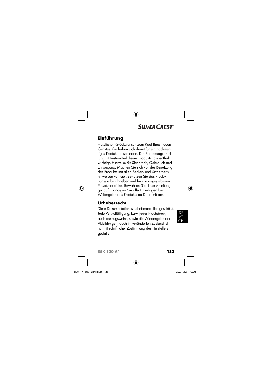 Einführung, Urheberrecht | Silvercrest SSK 120 A1 User Manual | Page 135 / 153