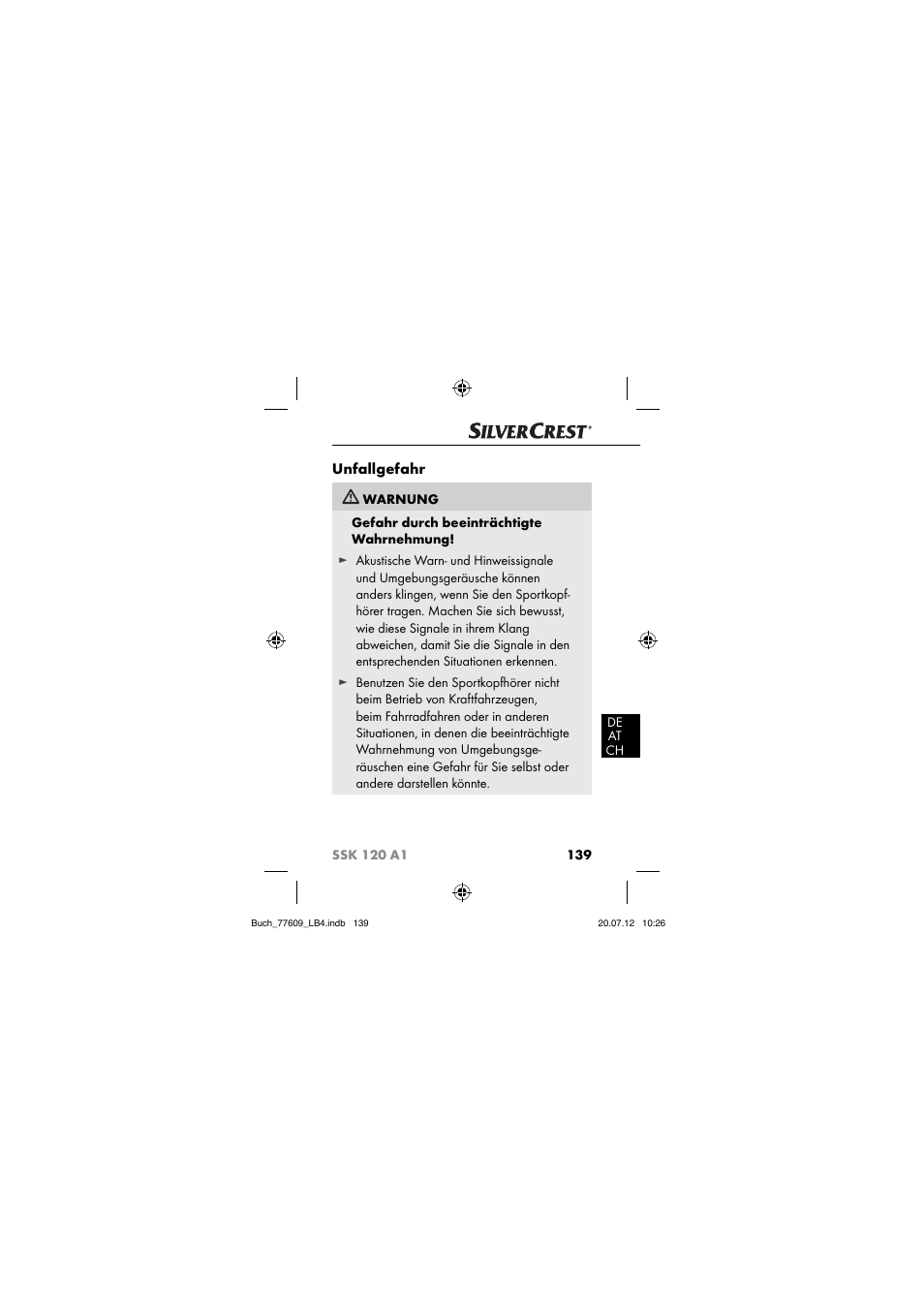 Unfallgefahr | Silvercrest SSK 120 A1 User Manual | Page 141 / 153