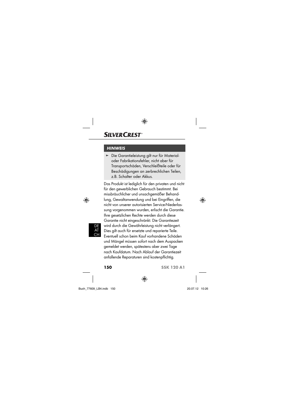 Silvercrest SSK 120 A1 User Manual | Page 152 / 153