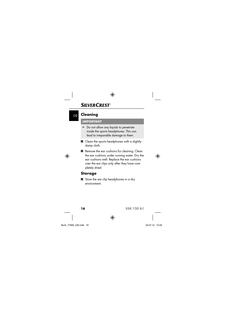Cleaning, Storage | Silvercrest SSK 120 A1 User Manual | Page 18 / 153