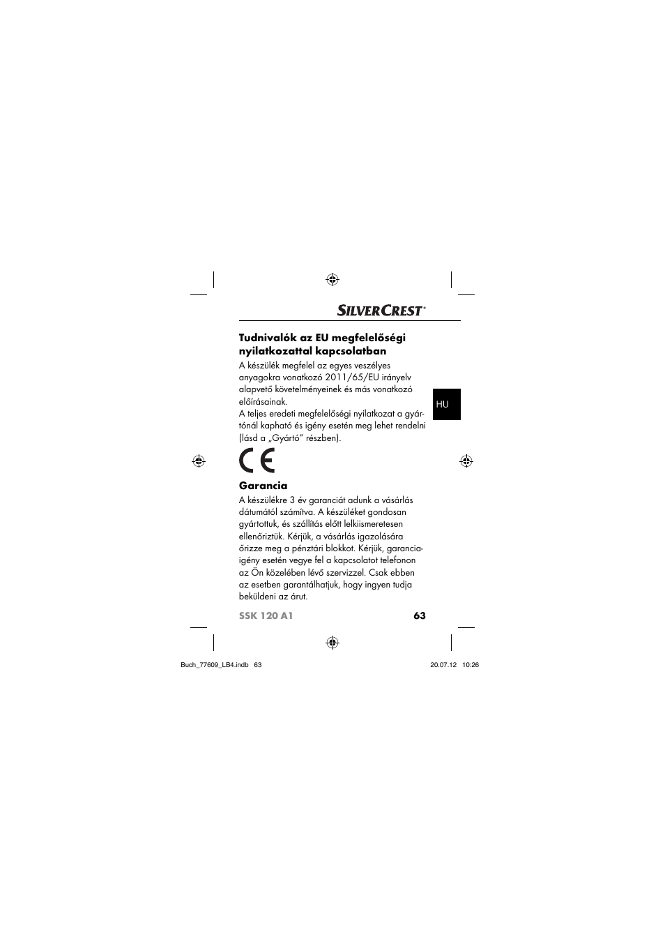 Garancia | Silvercrest SSK 120 A1 User Manual | Page 65 / 153