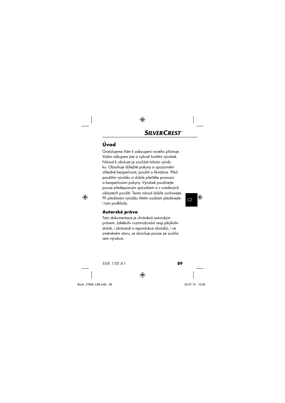 Úvod, Autorské právo | Silvercrest SSK 120 A1 User Manual | Page 91 / 153