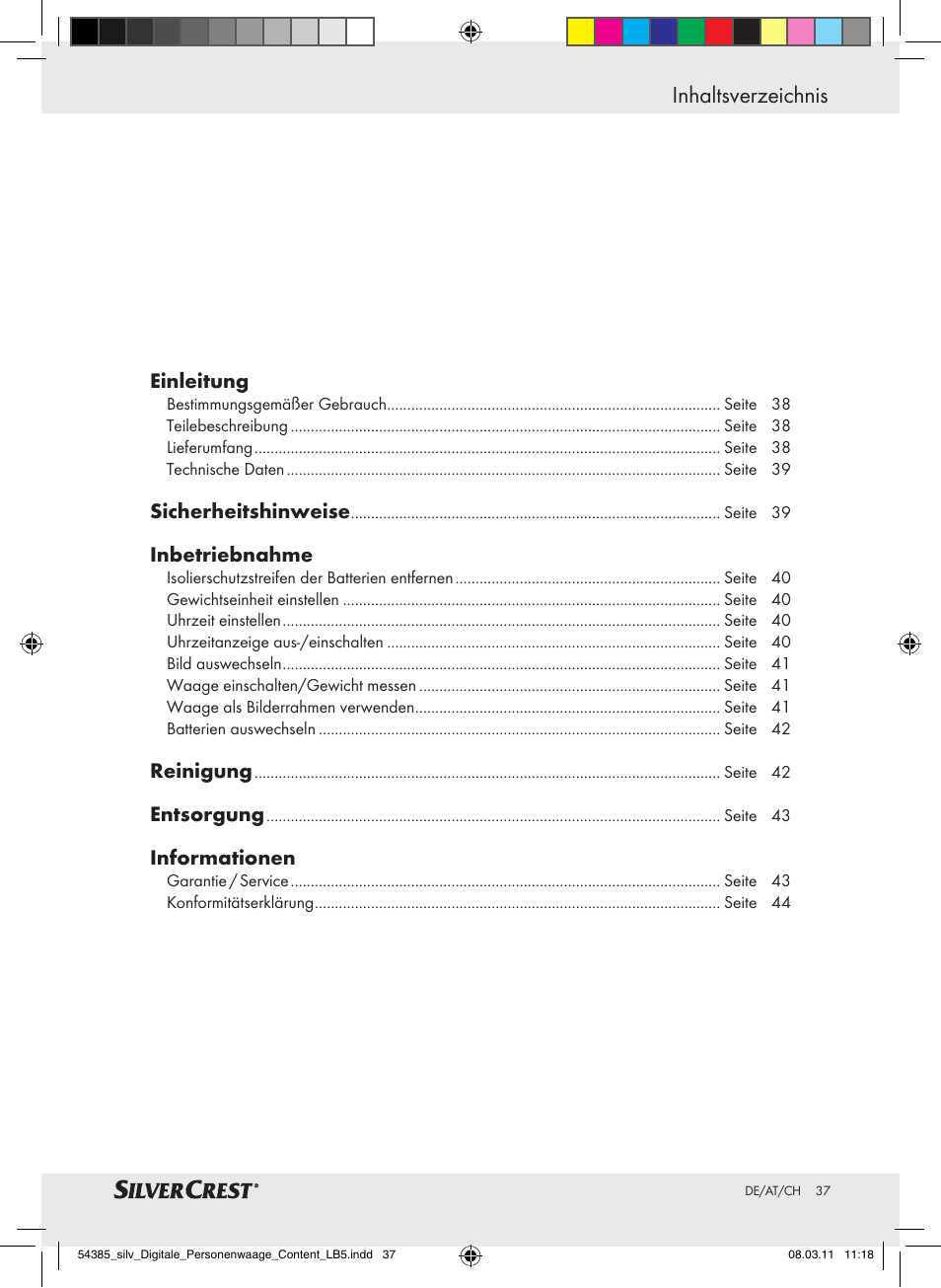 Silvercrest Digital Bathroom Scale User Manual | Page 33 / 40