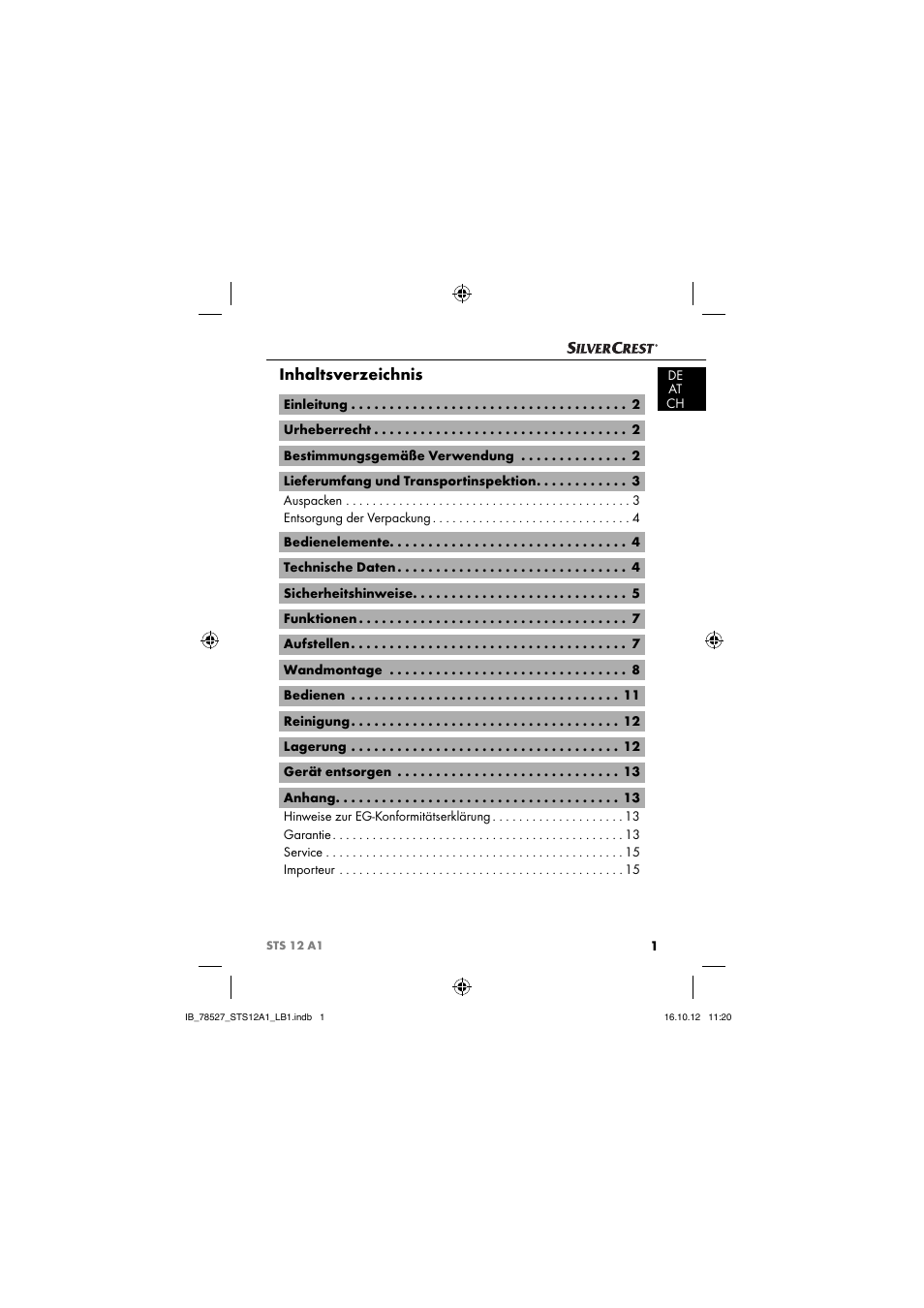 Silvercrest STS 12 A1 User Manual | Page 4 / 64