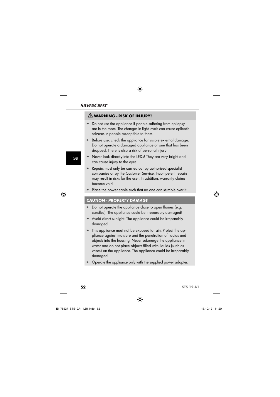 Silvercrest STS 12 A1 User Manual | Page 55 / 64