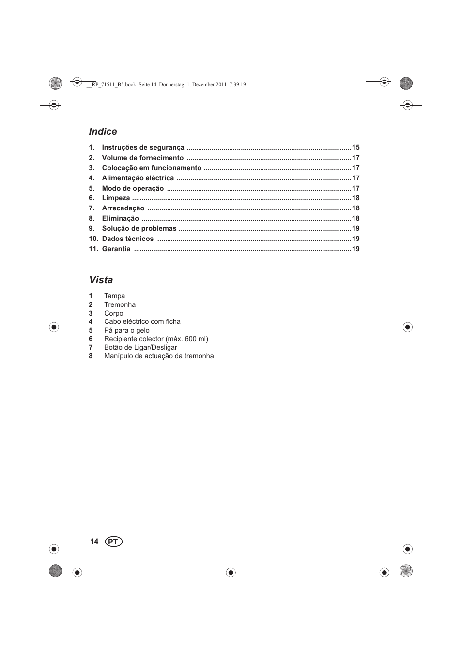Indice, Vista | Silvercrest SEC 60 A1 User Manual | Page 16 / 38