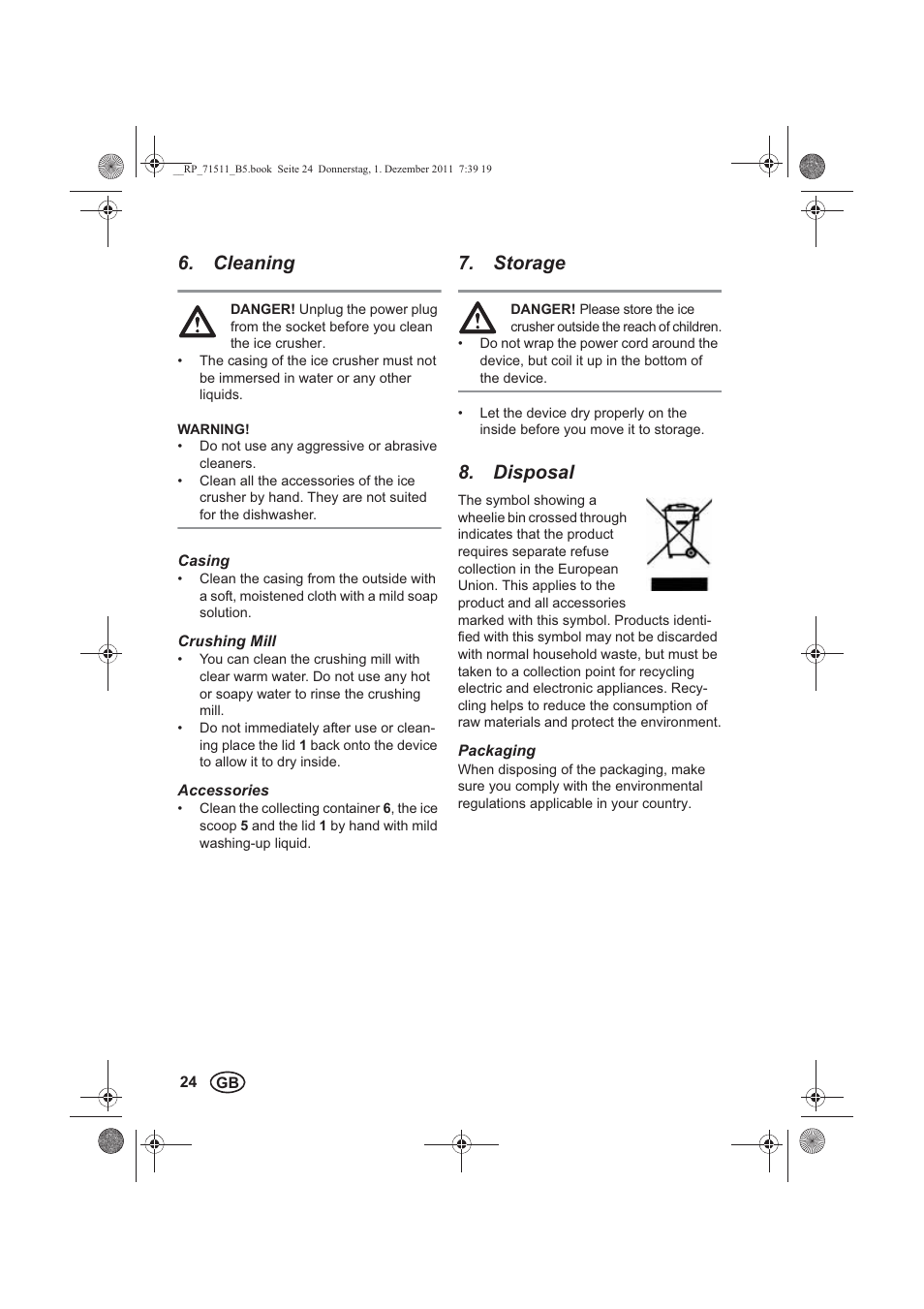 Cleaning, Storage, Disposal | Silvercrest SEC 60 A1 User Manual | Page 26 / 38
