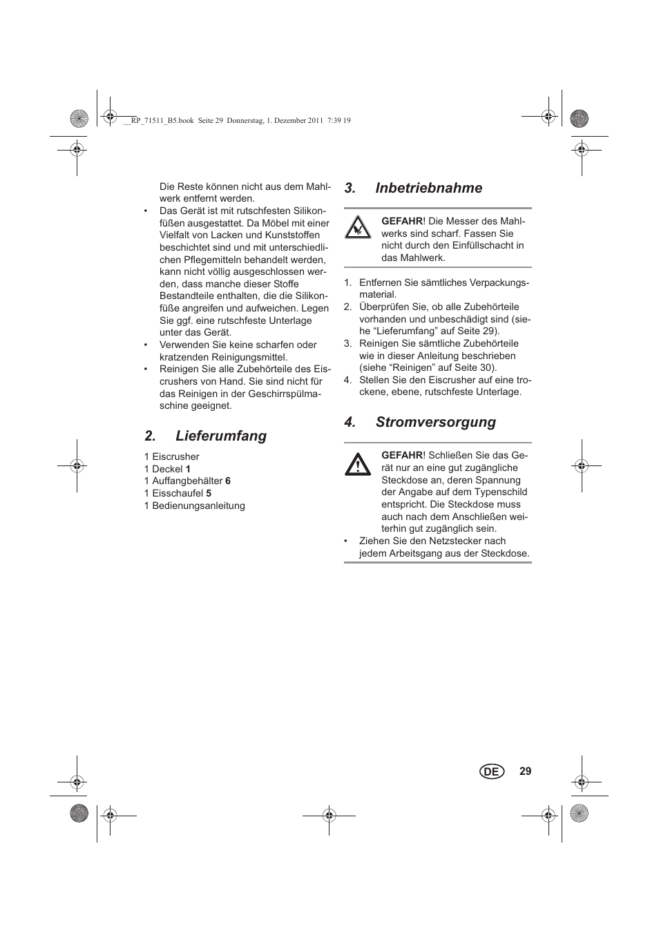 Lieferumfang, Inbetriebnahme, Stromversorgung | Silvercrest SEC 60 A1 User Manual | Page 31 / 38