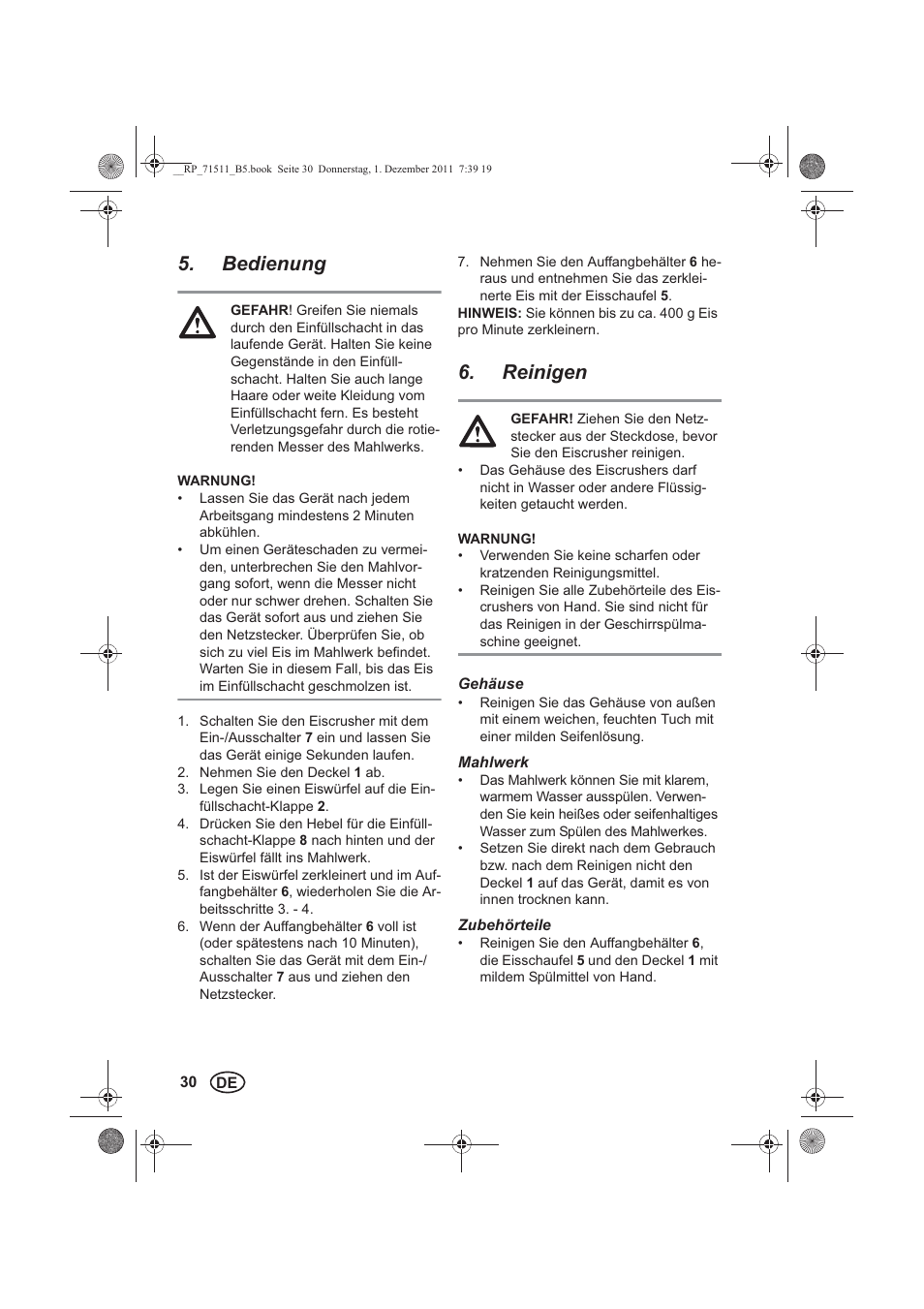Bedienung, Reinigen | Silvercrest SEC 60 A1 User Manual | Page 32 / 38