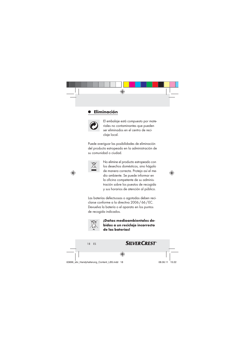 Eliminación | Silvercrest Z30833 A / Z30833B User Manual | Page 16 / 64