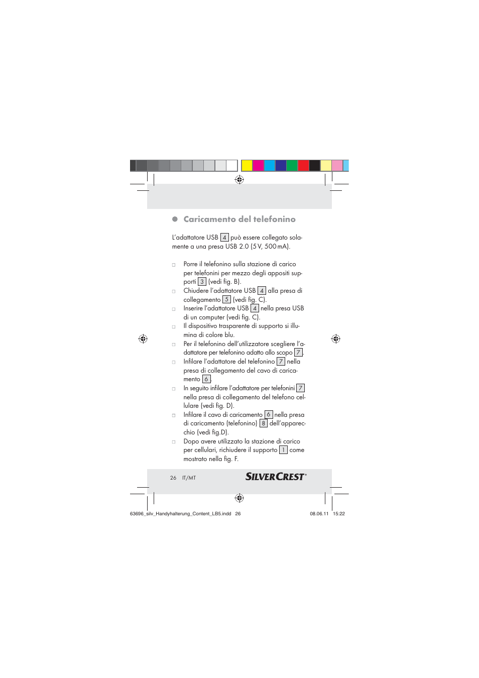 Caricamento del telefonino | Silvercrest Z30833 A / Z30833B User Manual | Page 24 / 64