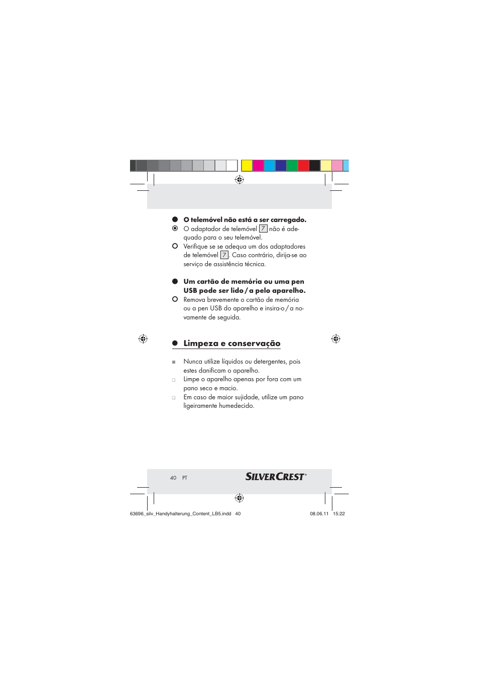 Limpeza e conservação | Silvercrest Z30833 A / Z30833B User Manual | Page 38 / 64