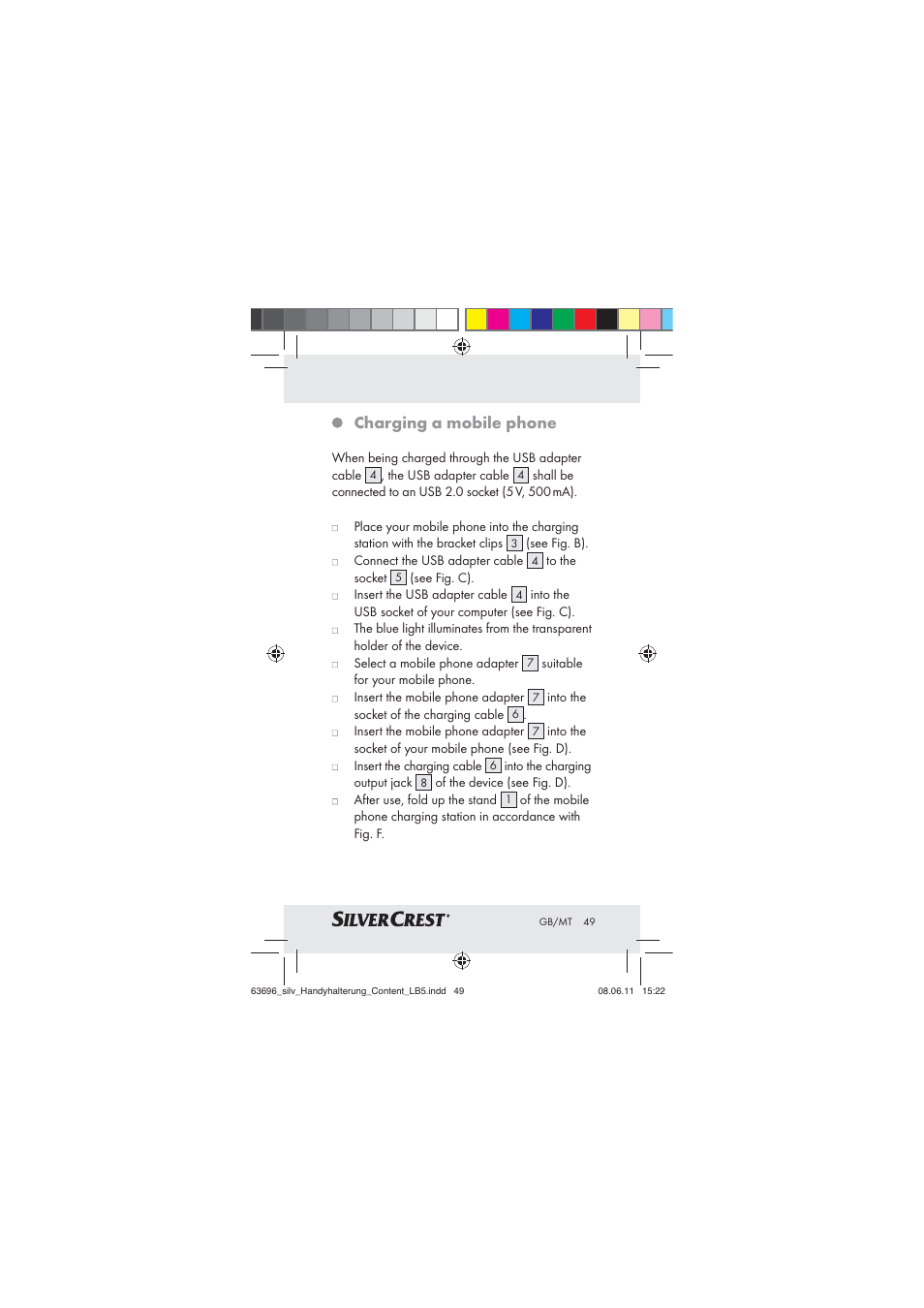 Charging a mobile phone | Silvercrest Z30833 A / Z30833B User Manual | Page 47 / 64