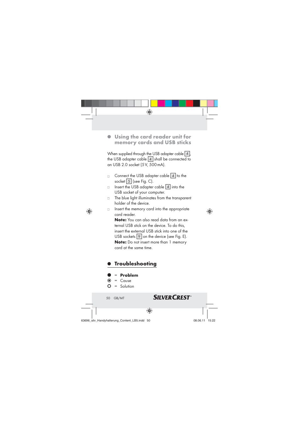 Troubleshooting | Silvercrest Z30833 A / Z30833B User Manual | Page 48 / 64