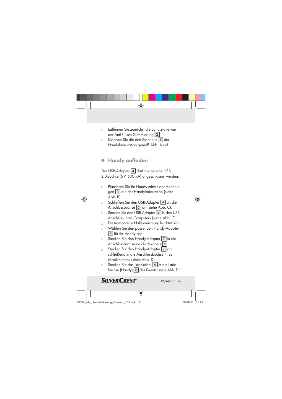 Handy auﬂaden | Silvercrest Z30833 A / Z30833B User Manual | Page 59 / 64