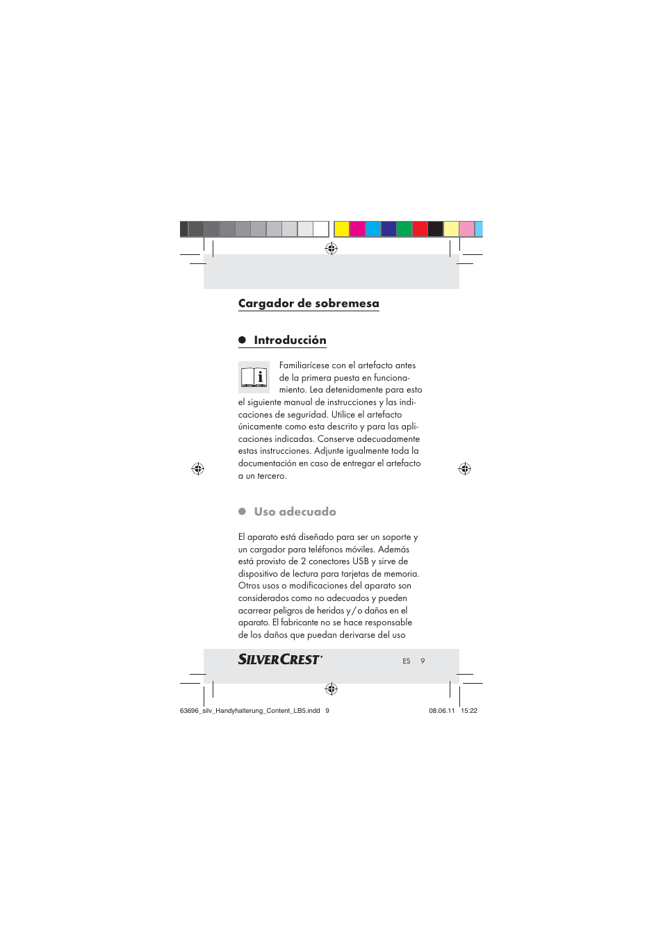 Cargador de sobremesa, Introducción, Uso adecuado | Silvercrest Z30833 A / Z30833B User Manual | Page 7 / 64