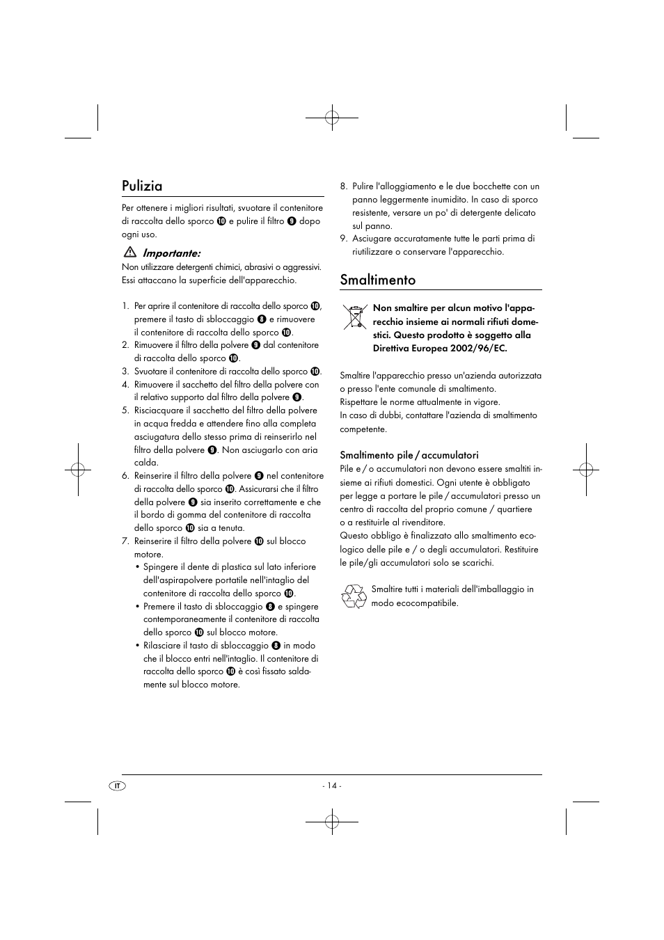Pulizia, Smaltimento, Importante | Silvercrest SAS 7.2 A2 User Manual | Page 17 / 43