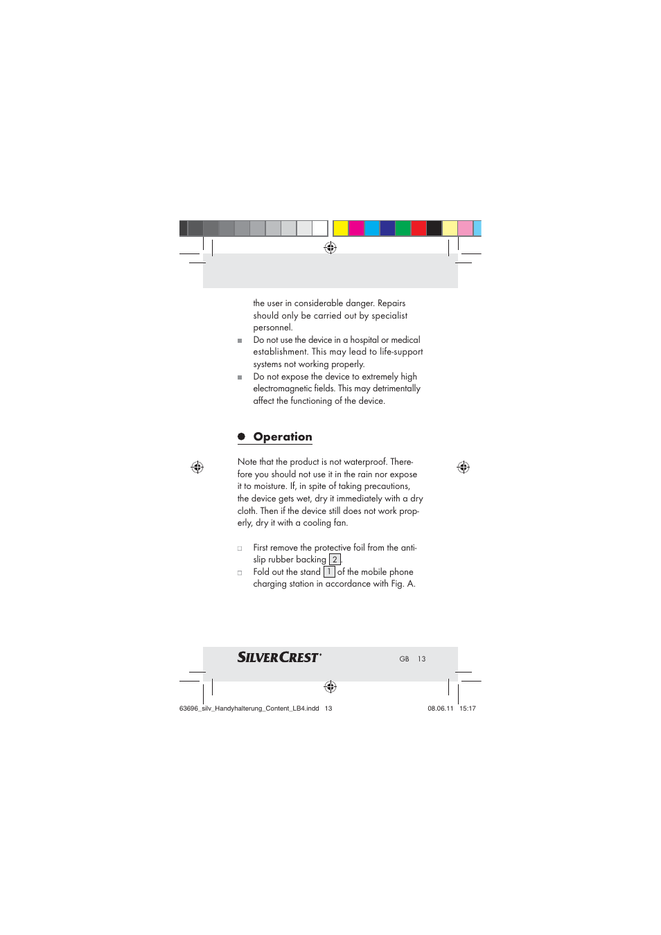 Operation | Silvercrest Z30833 A / Z30833B User Manual | Page 11 / 85