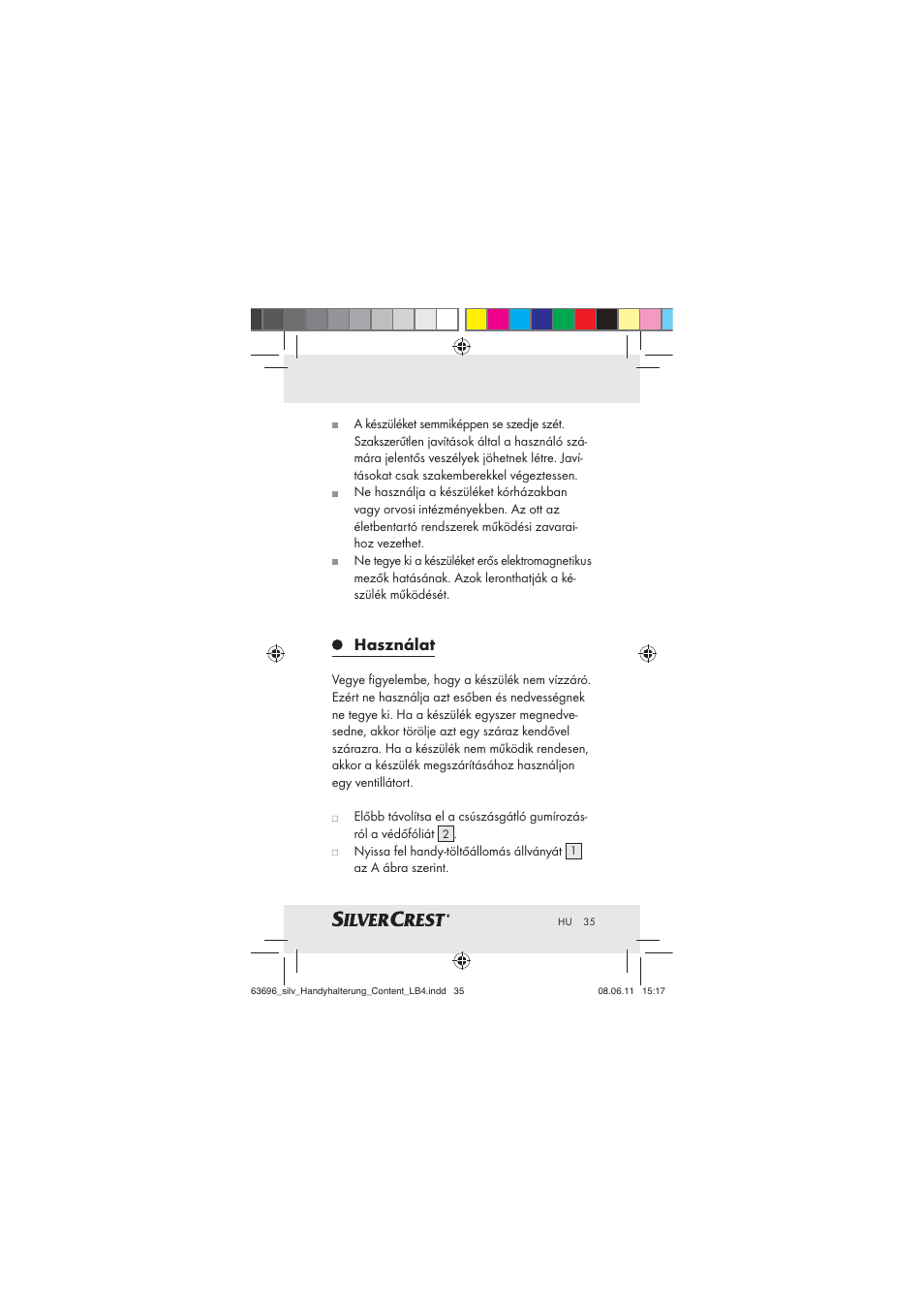 Használat | Silvercrest Z30833 A / Z30833B User Manual | Page 33 / 85