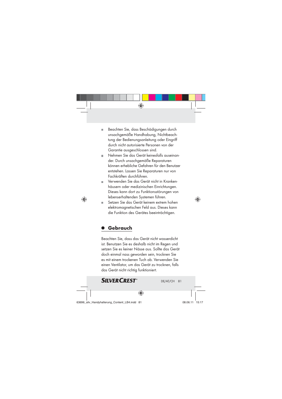 Gebrauch | Silvercrest Z30833 A / Z30833B User Manual | Page 79 / 85