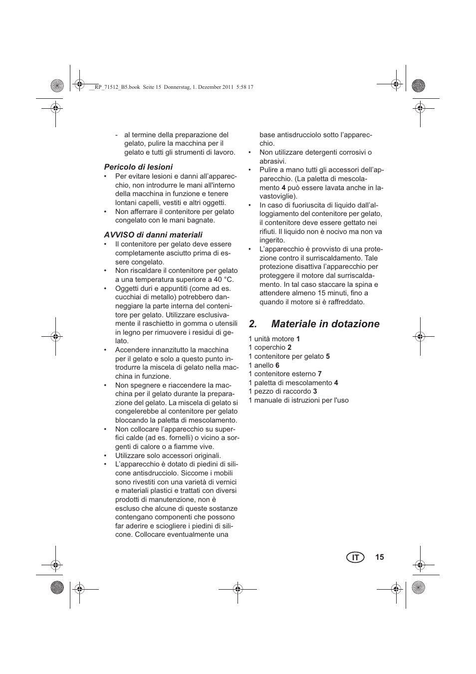 Materiale in dotazione | Silvercrest SECM 12 A1 User Manual | Page 17 / 54