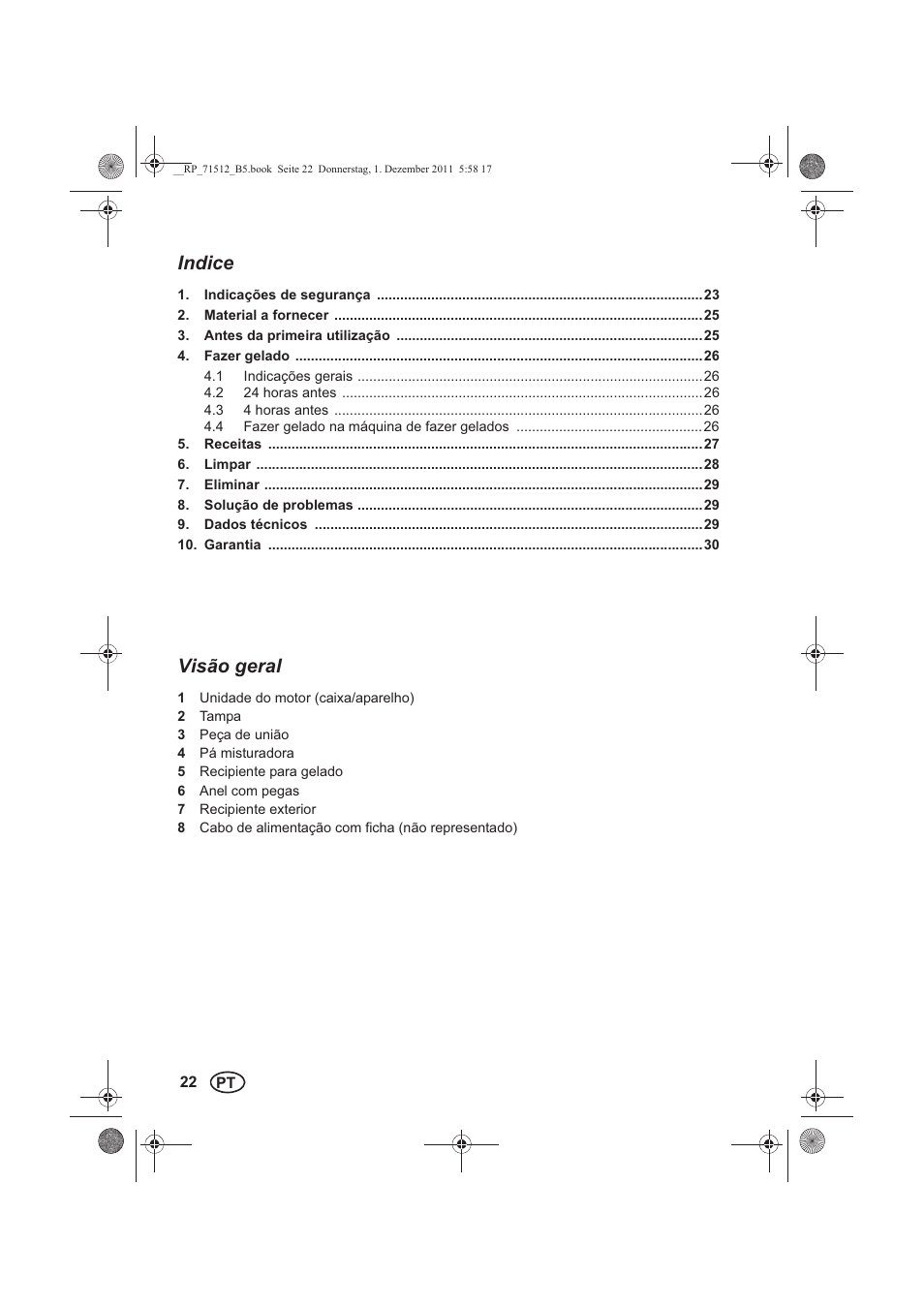 Indice, Visão geral | Silvercrest SECM 12 A1 User Manual | Page 24 / 54
