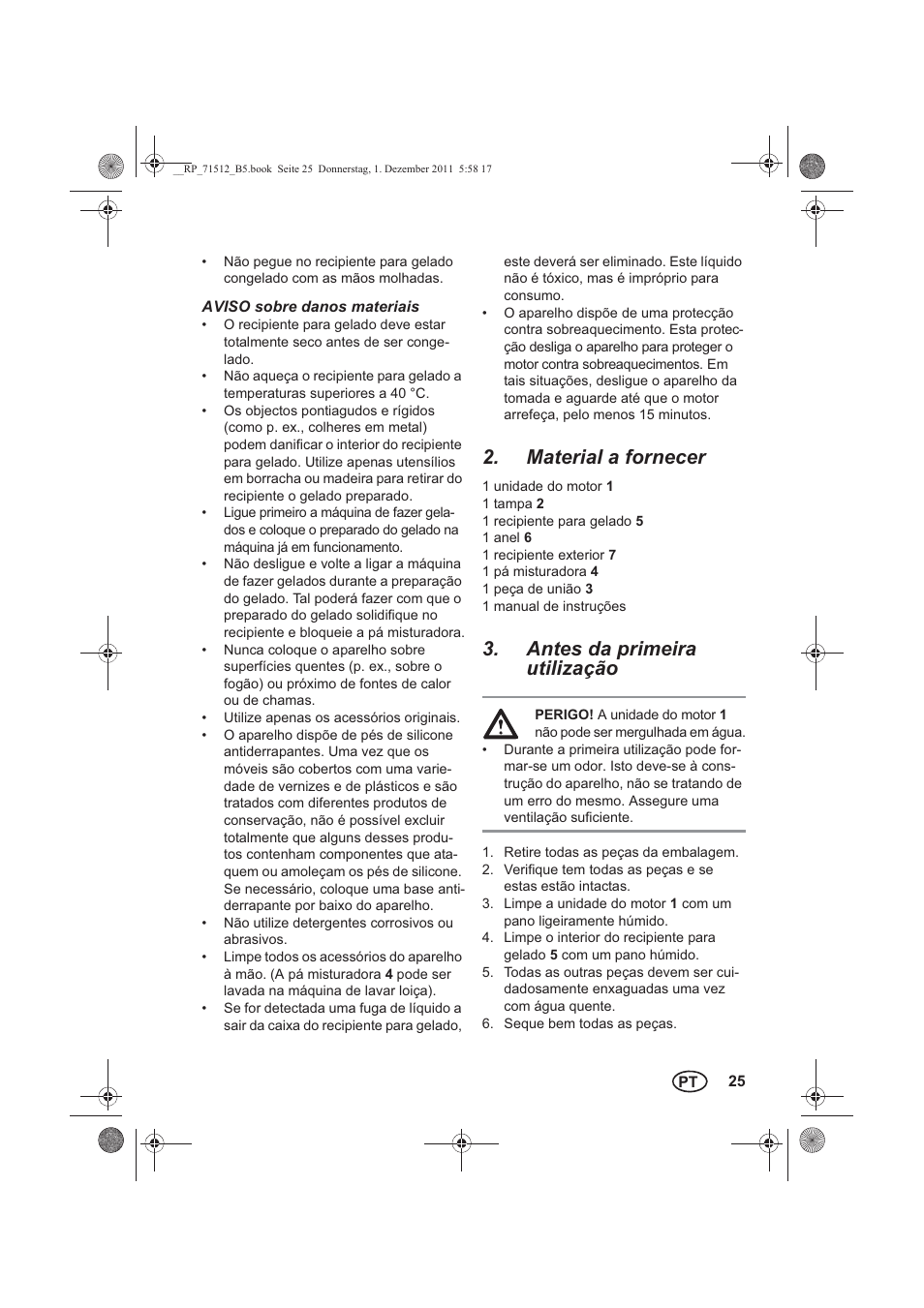 Material a fornecer, Antes da primeira utilização | Silvercrest SECM 12 A1 User Manual | Page 27 / 54