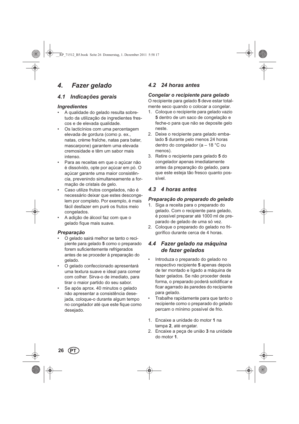 Fazer gelado | Silvercrest SECM 12 A1 User Manual | Page 28 / 54