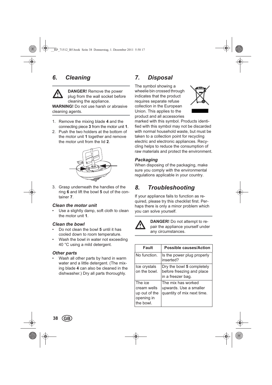 Cleaning, Disposal, Troubleshooting | Silvercrest SECM 12 A1 User Manual | Page 40 / 54