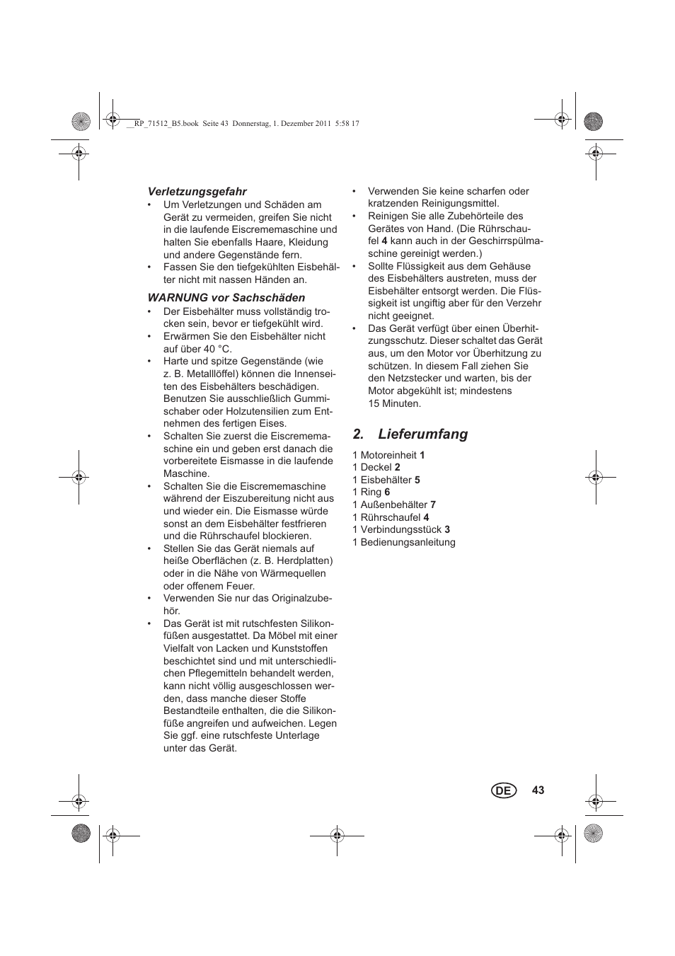 Lieferumfang | Silvercrest SECM 12 A1 User Manual | Page 45 / 54