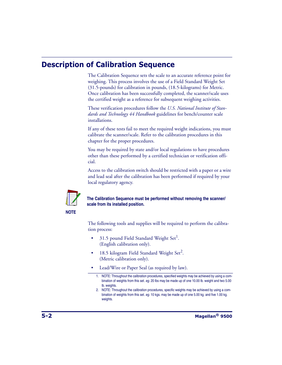 Description of calibration sequence, Description of calibration sequence -2 | Datalogic Scanning 9500 User Manual | Page 102 / 460