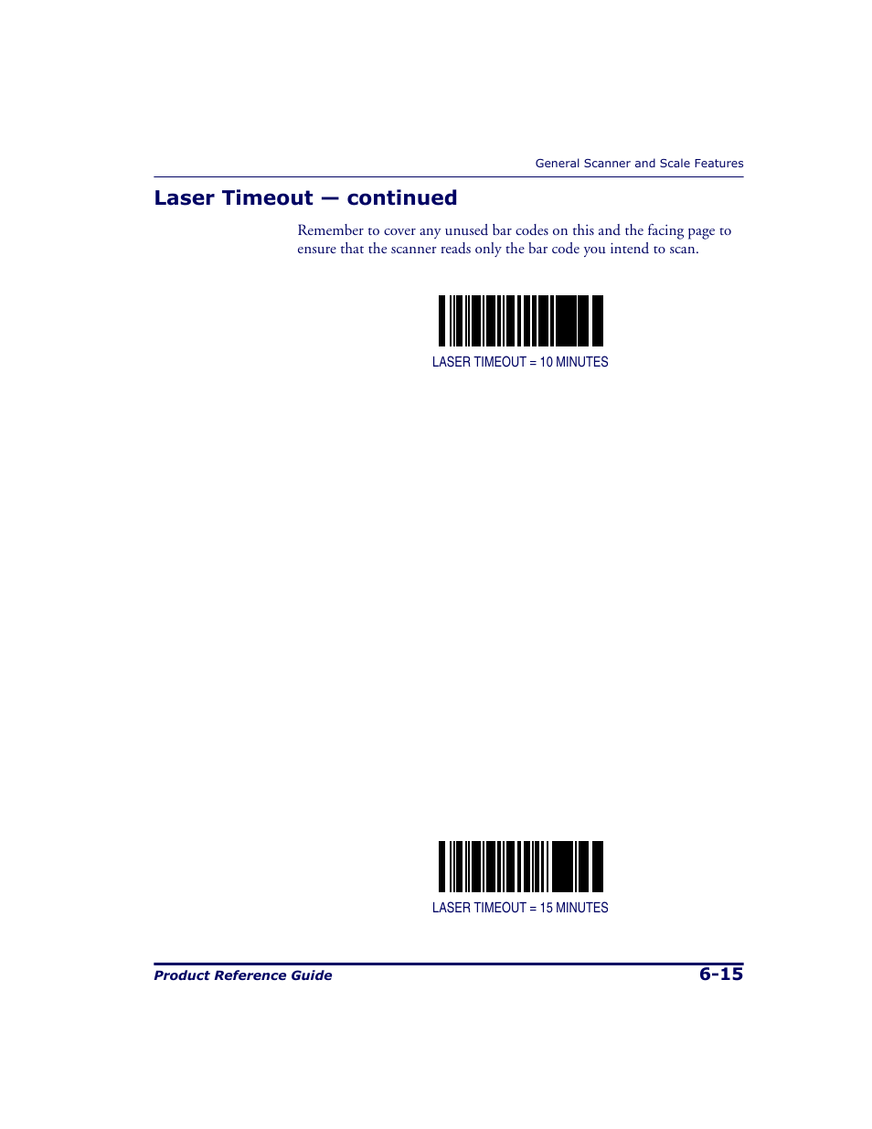 Laser timeout — continued | Datalogic Scanning 9500 User Manual | Page 131 / 460
