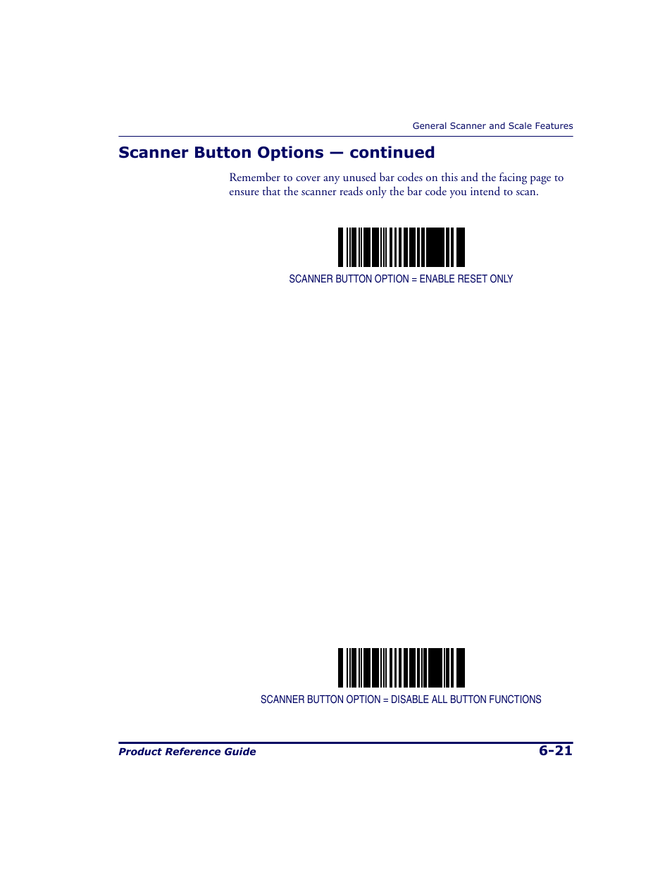 Scanner button options — continued | Datalogic Scanning 9500 User Manual | Page 137 / 460