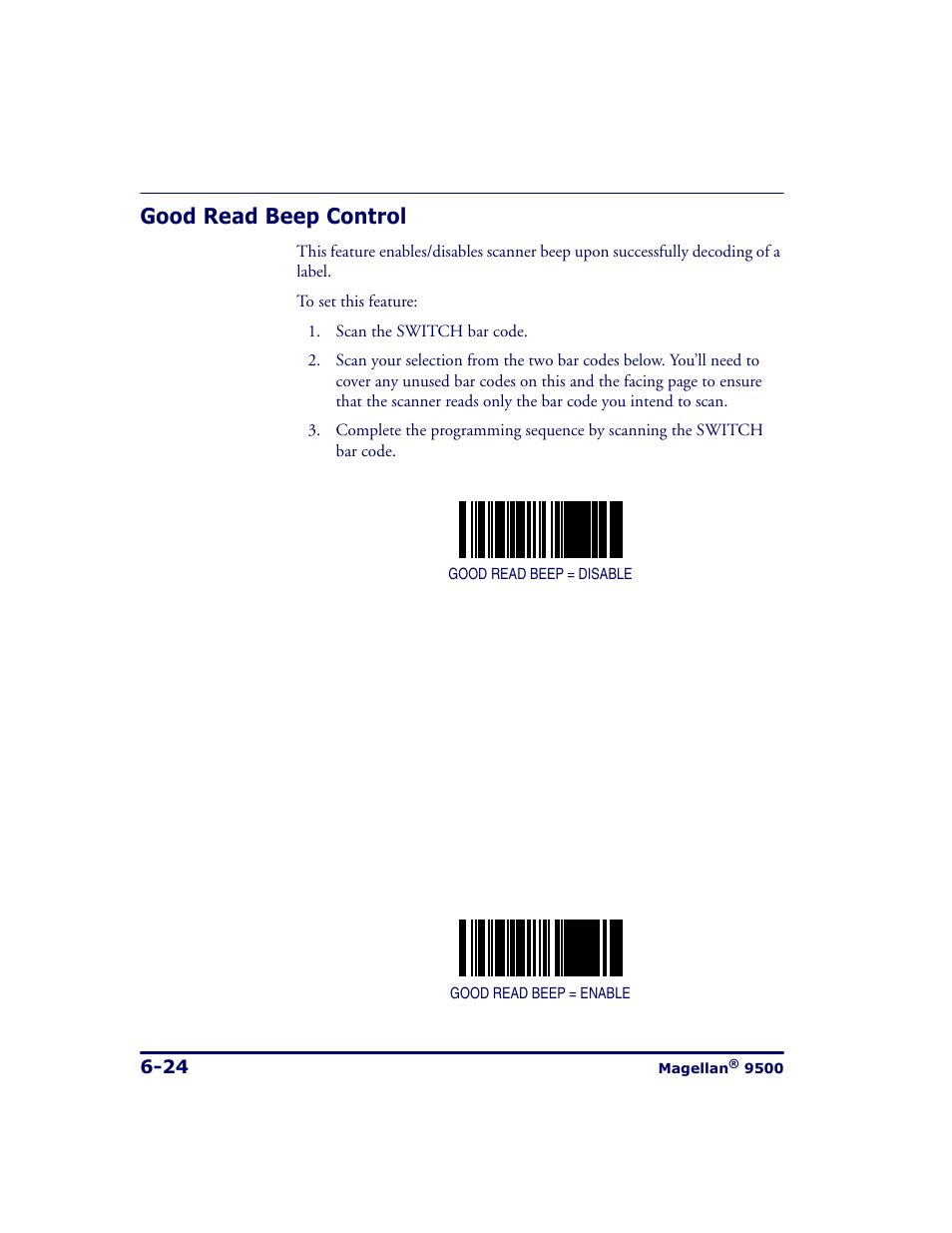 Good read beep control, Good read beep control -24 | Datalogic Scanning 9500 User Manual | Page 140 / 460
