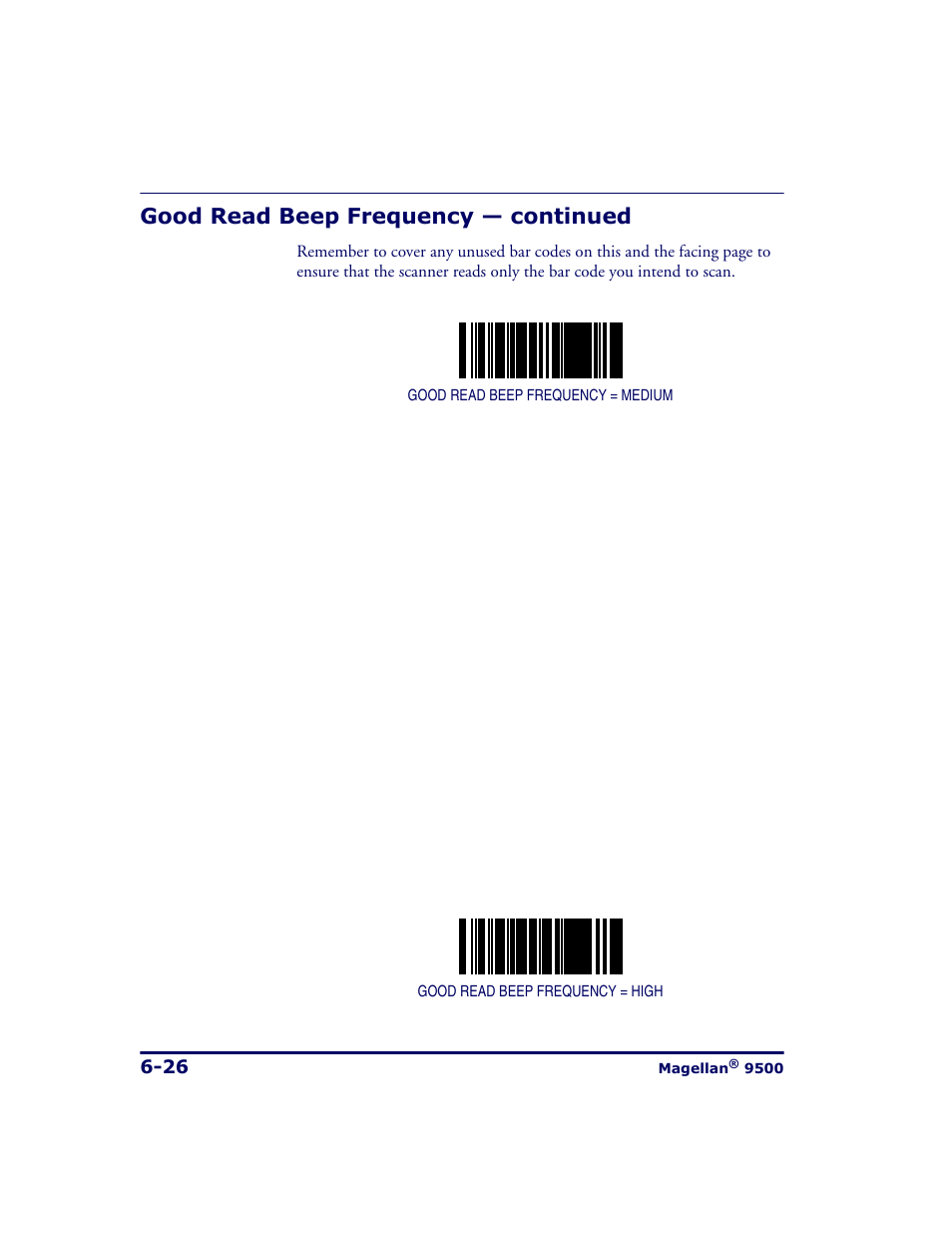 Good read beep frequency — continued | Datalogic Scanning 9500 User Manual | Page 142 / 460