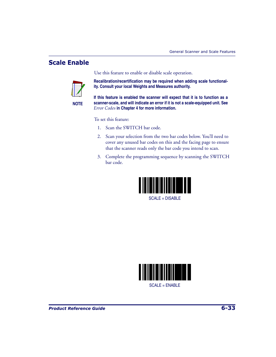 Scale enable, Scale enable -33 | Datalogic Scanning 9500 User Manual | Page 149 / 460