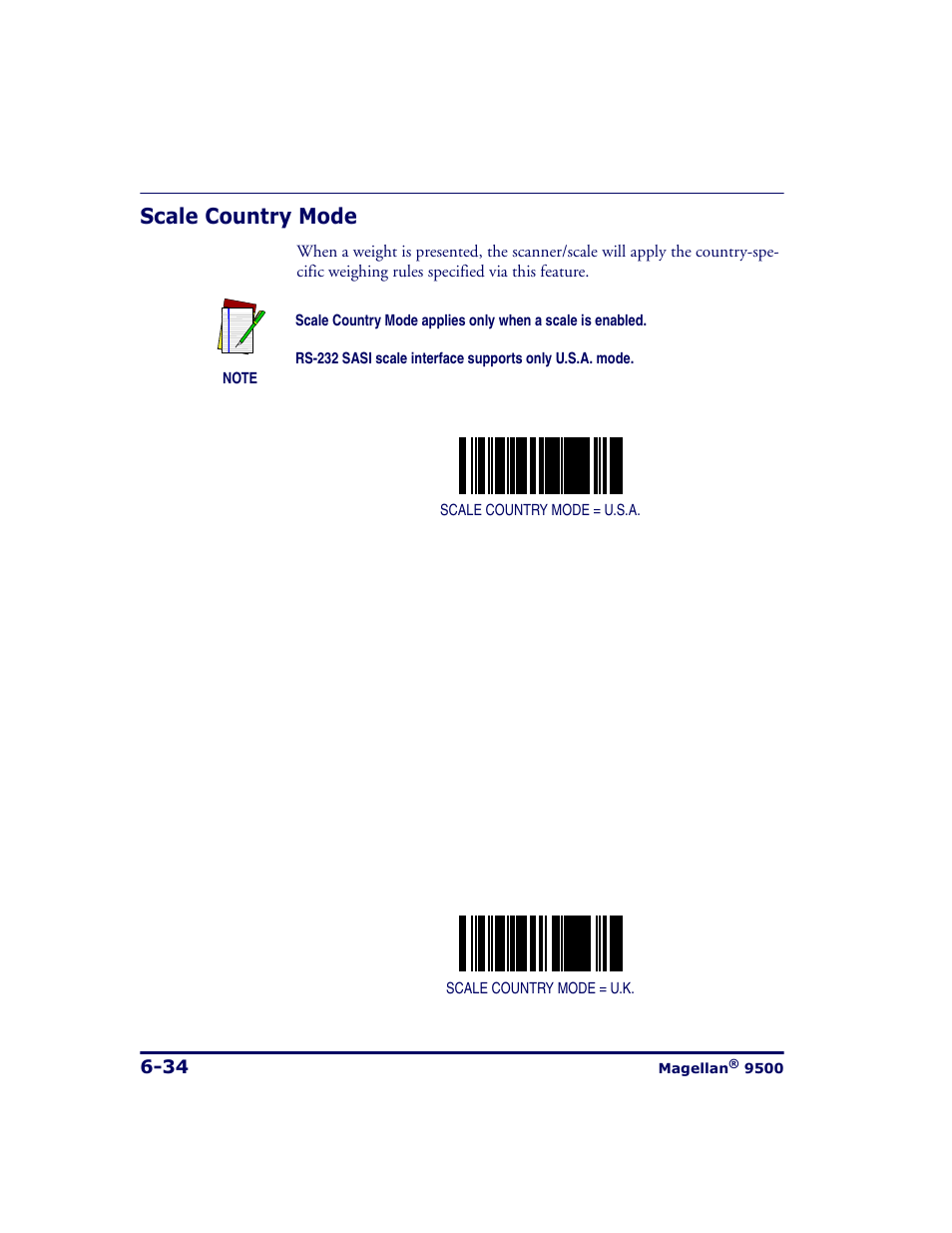Scale country mode, Scale country mode -34 | Datalogic Scanning 9500 User Manual | Page 150 / 460