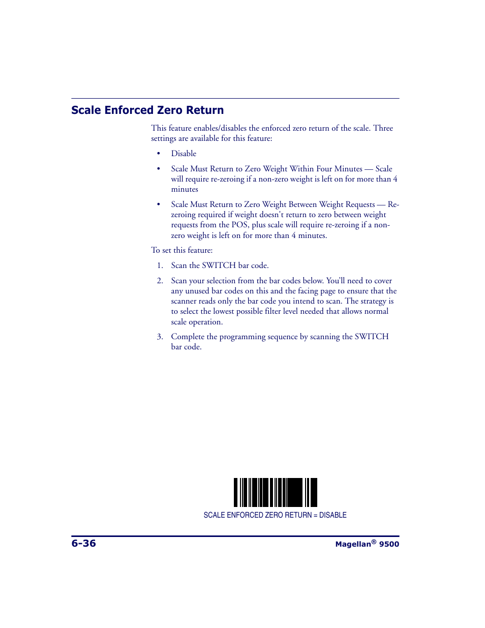 Scale enforced zero return, Scale enforced zero return -36 | Datalogic Scanning 9500 User Manual | Page 152 / 460