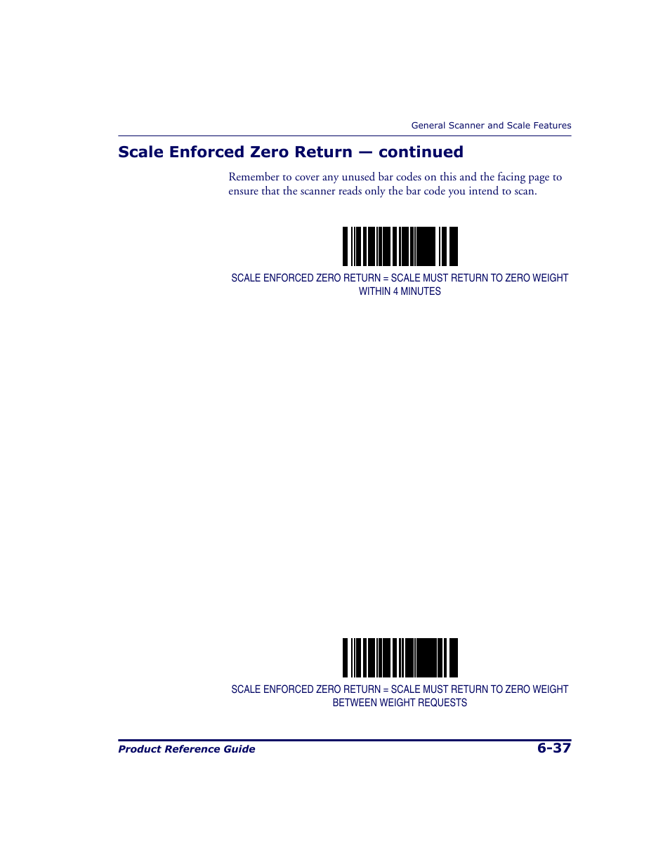 Scale enforced zero return — continued | Datalogic Scanning 9500 User Manual | Page 153 / 460