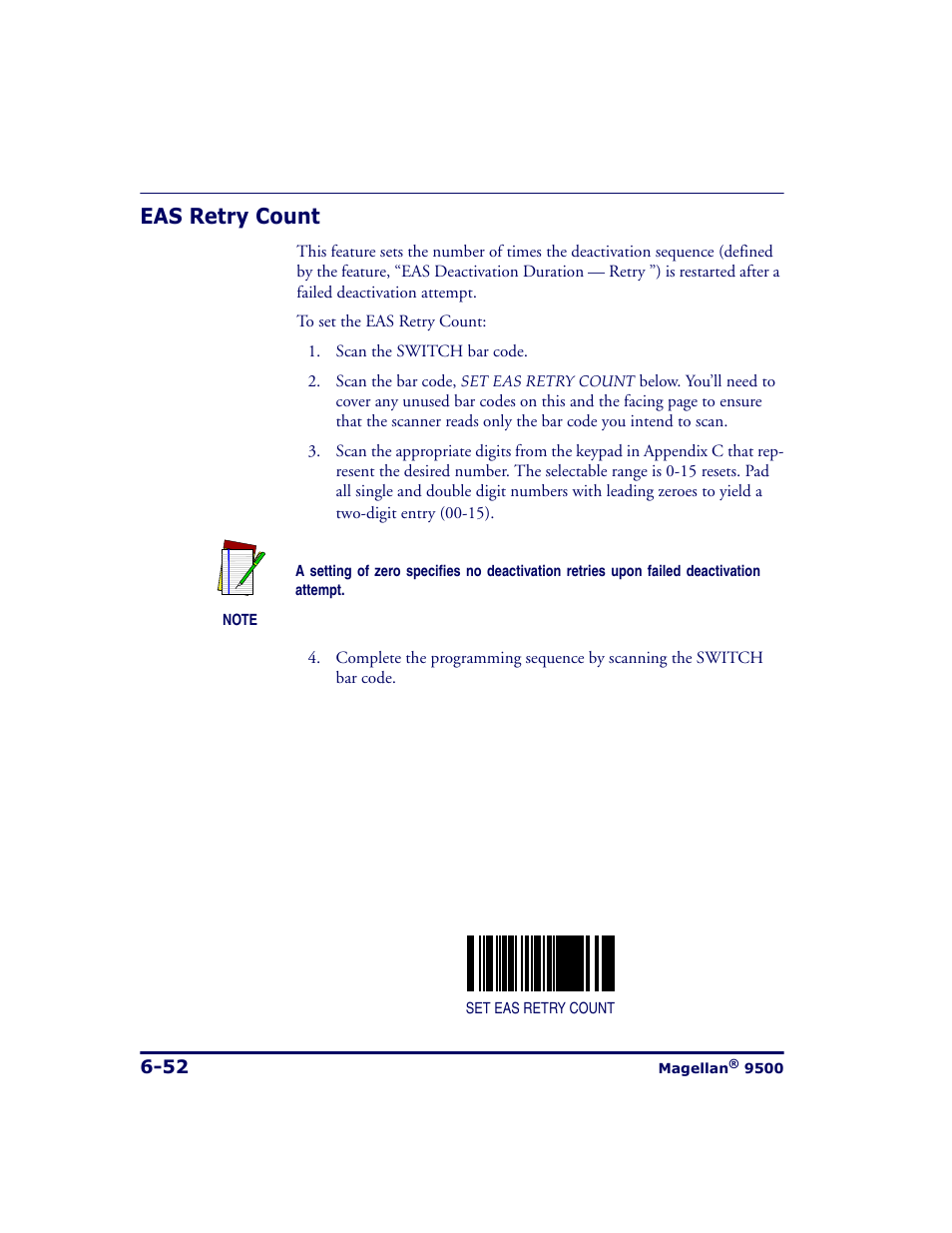 Eas retry count, Eas retry count -52 | Datalogic Scanning 9500 User Manual | Page 168 / 460