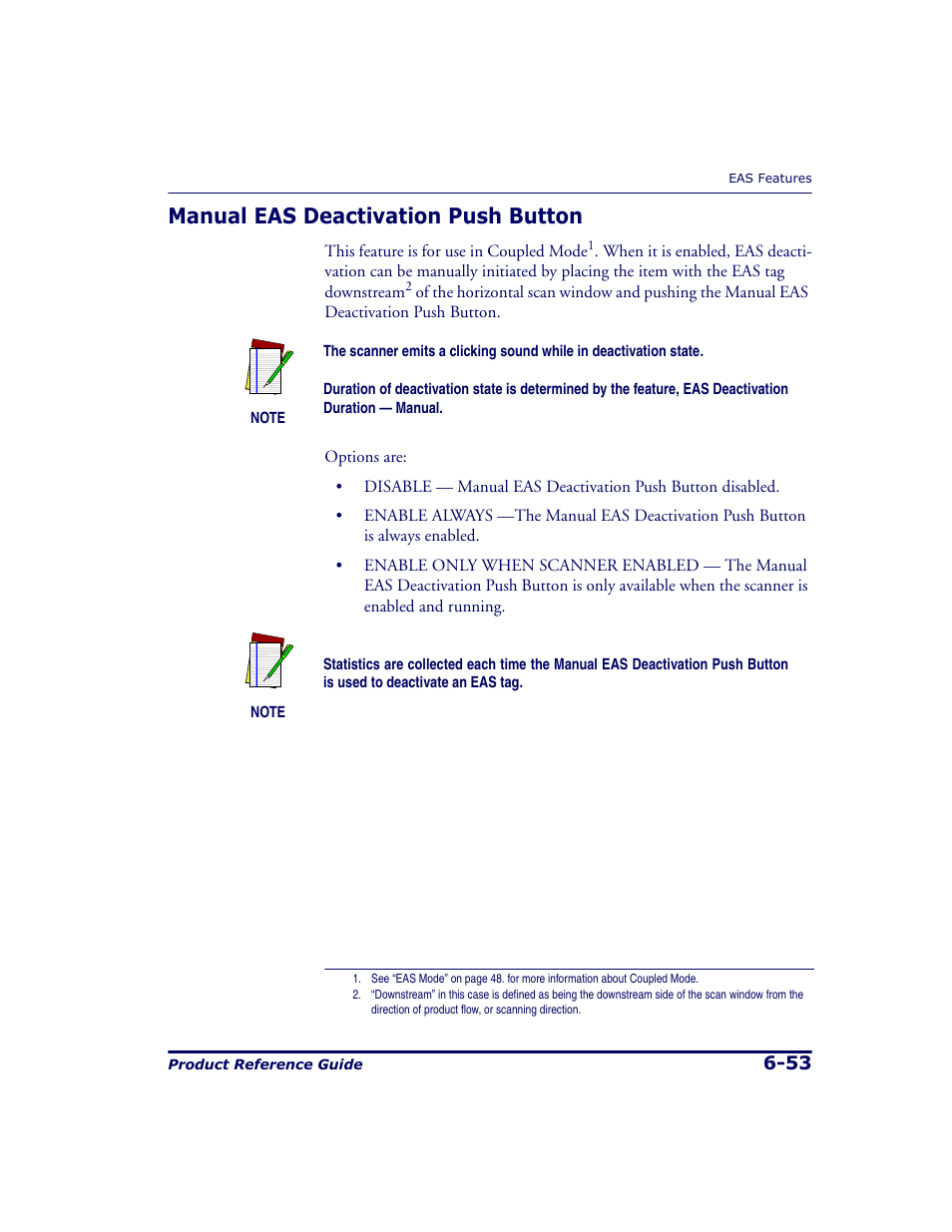 Manual eas deactivation push button, Manual eas deactivation push button -53 | Datalogic Scanning 9500 User Manual | Page 169 / 460