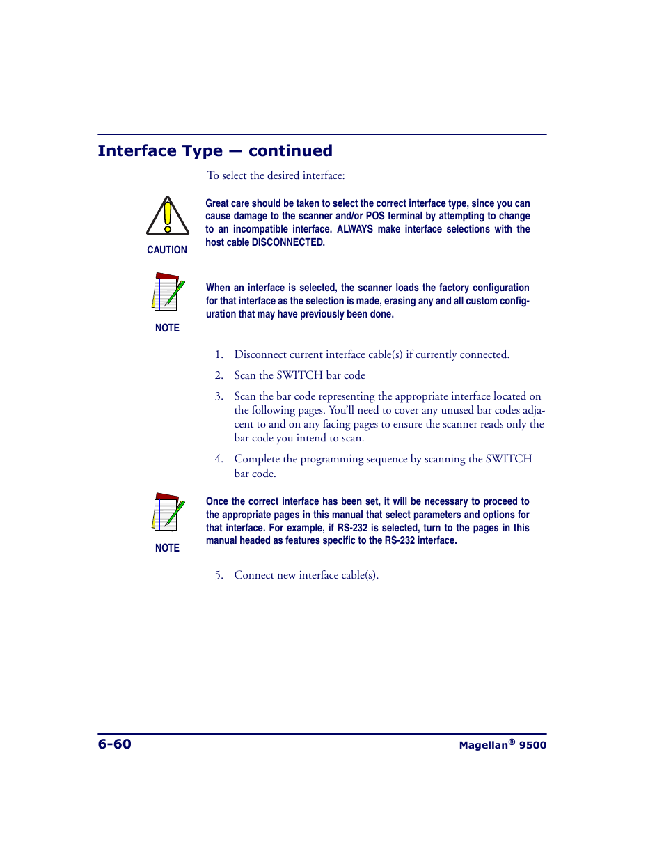 Interface type — continued | Datalogic Scanning 9500 User Manual | Page 176 / 460