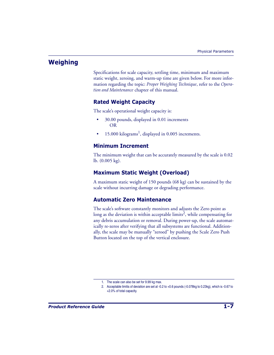 Weighing, Weighing -7 | Datalogic Scanning 9500 User Manual | Page 19 / 460