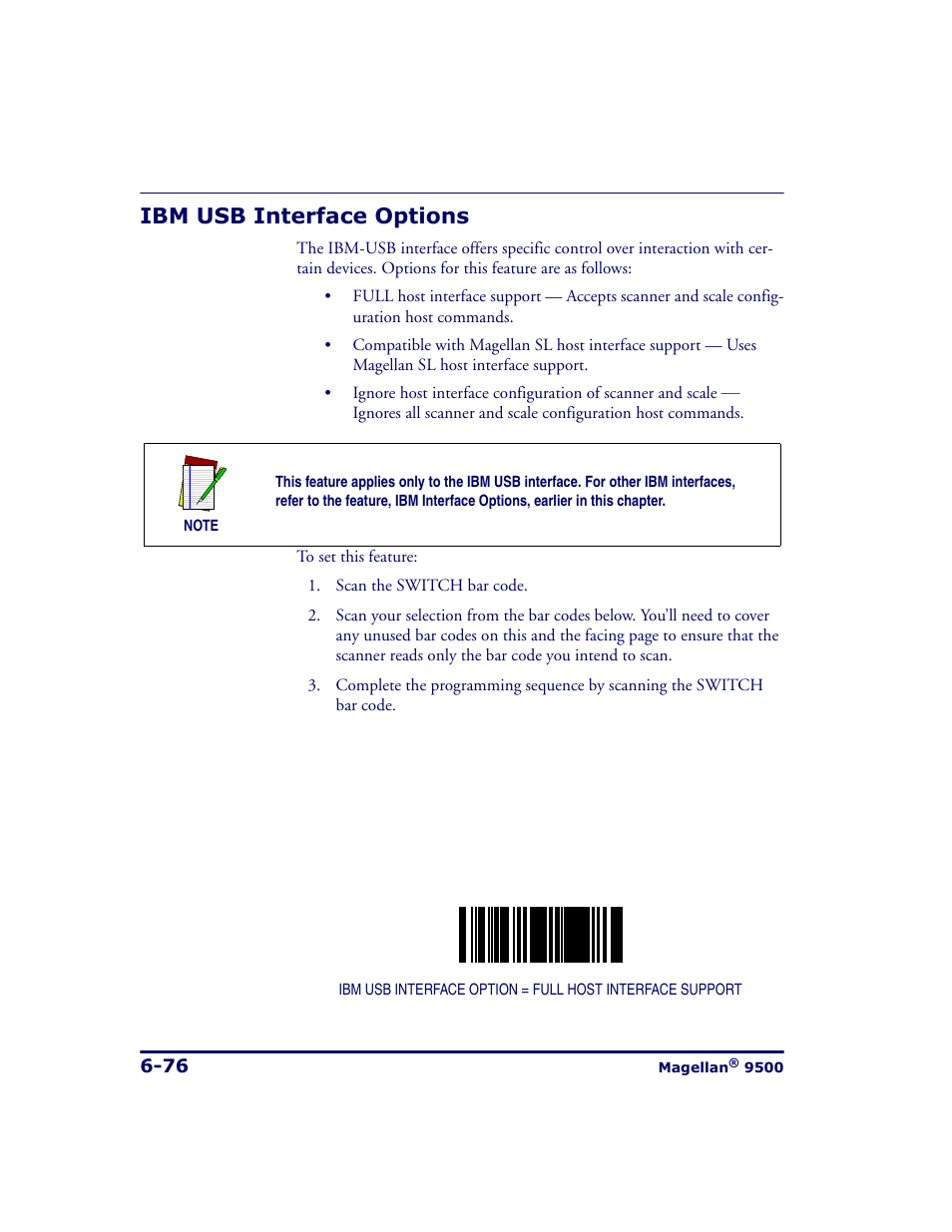 Ibm usb interface options, Ibm usb interface options -76 | Datalogic Scanning 9500 User Manual | Page 192 / 460